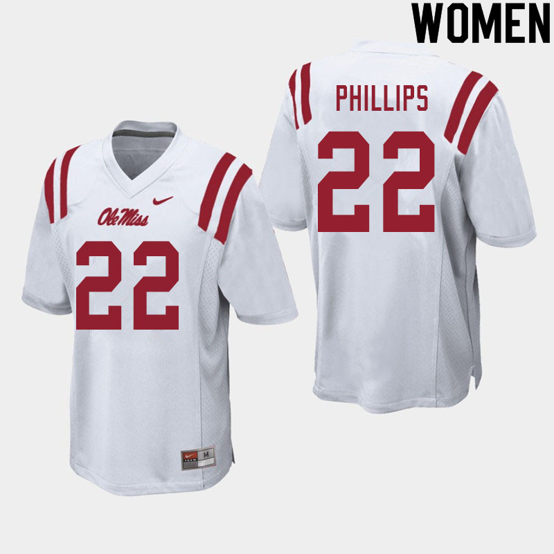 Scottie Phillips Ole Miss Rebels NCAA Women's White #22 Stitched Limited College Football Jersey WAT3758QN